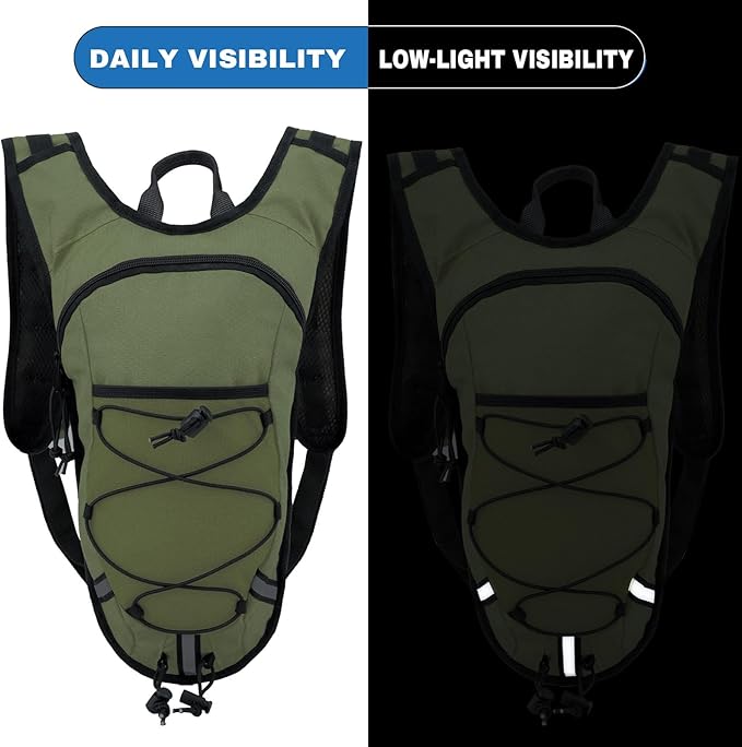 Lightweight Hydration Backpack 2L Water Bladder Pack for Running, Cycling, Hiking – Anti-Theft Water Backpack with Phone Holder, Trekking Pole Holder & Reflective Strips for Men & Women