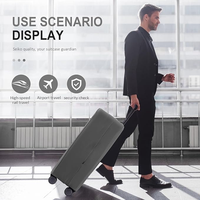 Travel Luggage Cover Suitcase Protector Scratch-Resistant Fit 19-31 Inch Suitcase, Not Included Suitcase (Slate Gray, SX(22-23 inch))