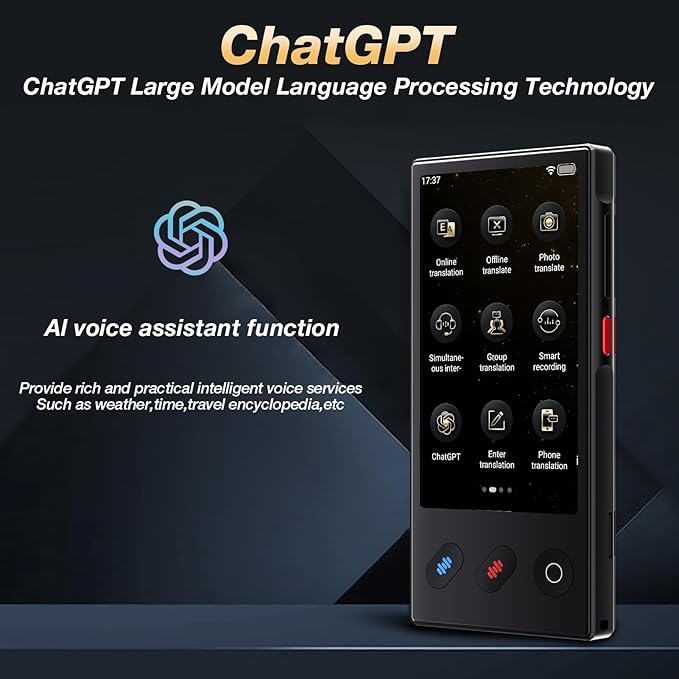 Language Translator Device 2025, AI & ChatGPT & No WiFi Needed, Real-Time Two Way Voice/Photo Translation, 148+ Languages Offline/Online, Portable for Business, Learning & Global Travel