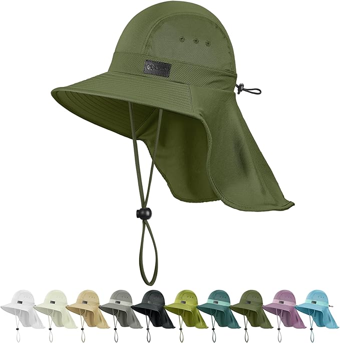 Sukeen Cooling Sun Hat for Men Women UPF50+ Wide Brim Fishing Hat with Neck Flap Adjustable Foldable Bucket Hat for Hiking