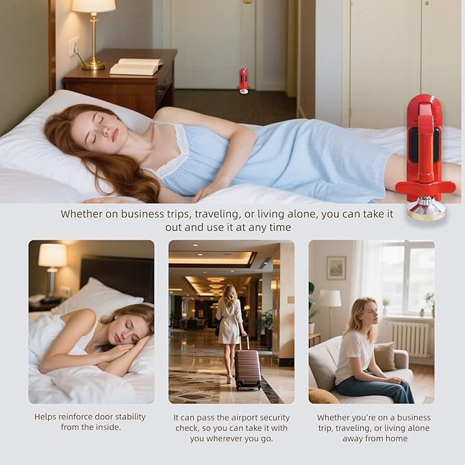 Portable Alarm Door Stopper, Portable Door Jammer, Travel Anti Theft Door Blocker, No Drill Door Stoppers Security for Home, Apartment, Office, Hotel, Travel, Portable Door Lock for Women, Children