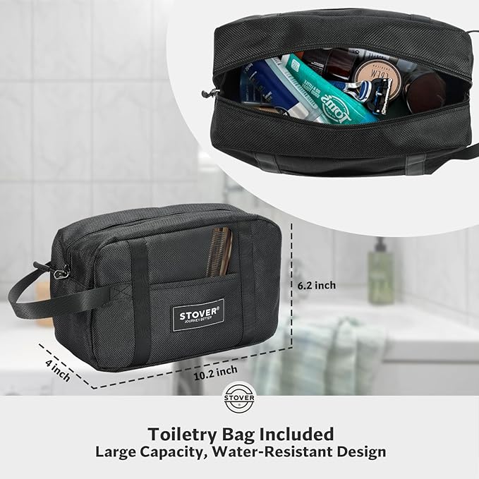 STOVER 100L Rolling Duffel Bag with Wheels, X-Large 35 Inch Durable Travel Duffle + Toiletry Bag, Heavy Duty, Packable w/Shoulder Straps- Use as Luggage or Backpack, Men/Women (Green)