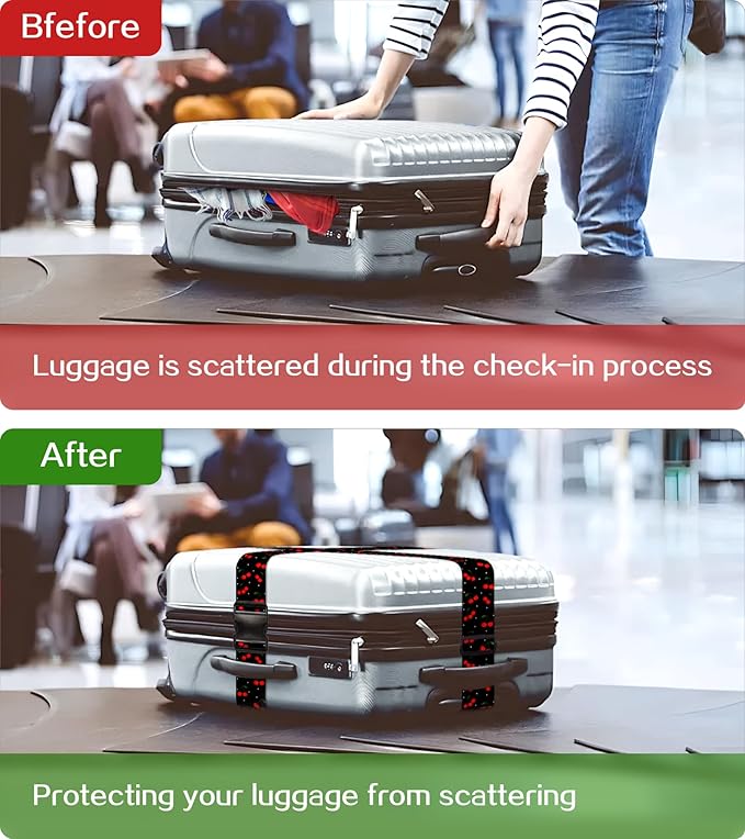Luggage Straps for Suitcases Travel Belt Luggage Band Heavy Duty Traveling Luggage Identifier Cute Women Girls Unique Accesory,