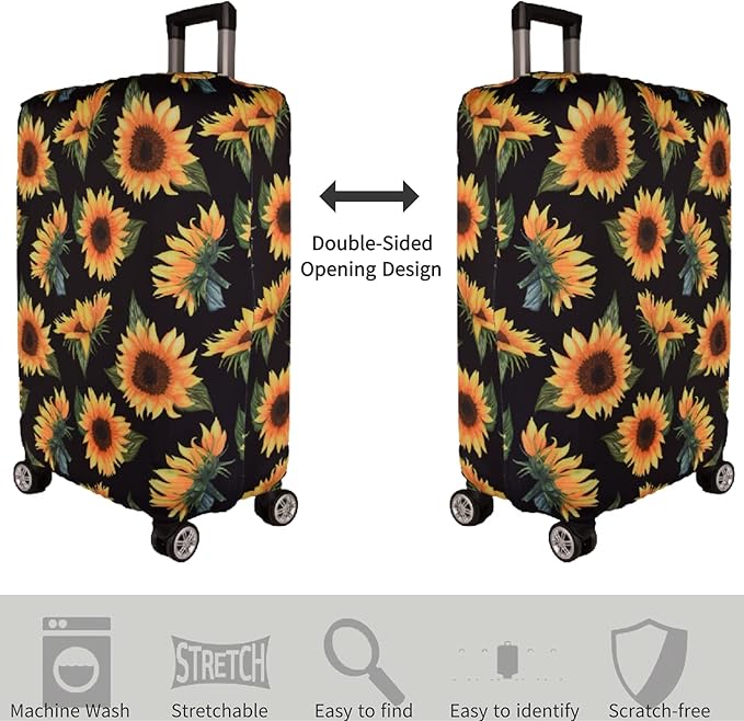 7-Mi Luggage Cover Thickened 19/22/26/30 Inch Suitcase Spandex Black Protector Cover Fits Size S M L XL Travel Baggage S 19-20IN