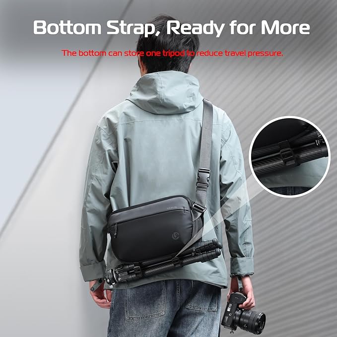 ULANZI Camera Sling Bag, Water-Resistant Camera Case with Tripod Holder, DSLR/SLR/Mirrorless Camera Bags Crossbody for photographers - Black