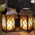 [2 Pack] TAKE ME 14" Solar Lantern Outdoor Garden Hanging Lantern Waterproof LED Flickering Flameless Candle Mission Lights for Table,Outdoor，Mothers Day Gifts Mom Wife