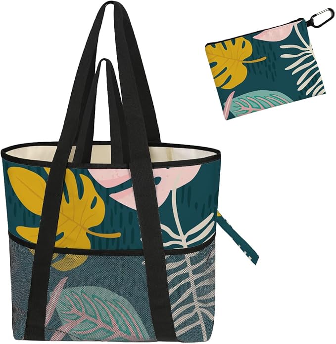Sandproof Beach Bag with Zipper - 8-Pocket Waterproof Tote for Women & Family | Foldable Travel Swim Bag (Gift-Ready)