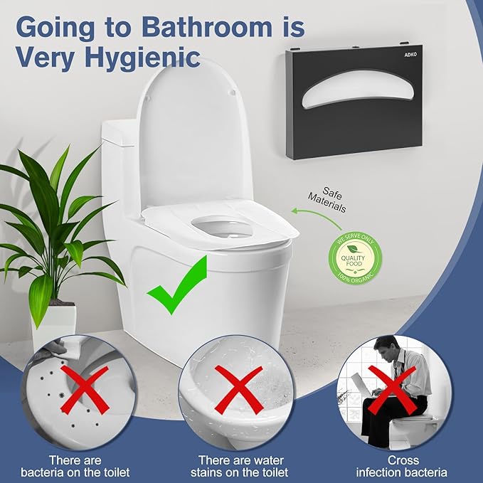 Toilet Seat Cover Dispenser Commercial Wall Mount Toilet Seat Cover Dispenser 250 Single 1/2 Fold Capacity Toilet Seat Cover Holder with Key for Office Building(SUS 304 with Matte Black)