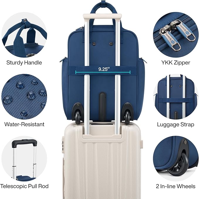 Hanke Softside Underseat Carry On Luggage with Wheels,Travel Luggage Rolling Bag Small Suitcase，Blue, Underseater 16-Inch