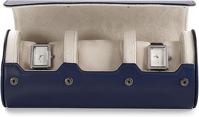 Oirlv Luxury Leather Watch Organizer Case Watch Box for Mens Jewelry Gift Box for Birthday Fathers Day Anniversary(3 slots, Royal Blue)