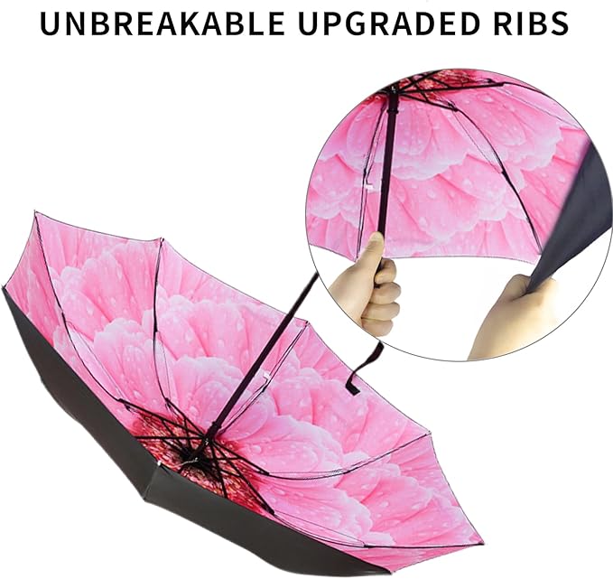 LLanxiry Compact Travel Umbrella, Mini Windproof Umbrellas for Rain & Sun, Small Lightweight Outdoor UV Umbrella, Portable Folding Umbrellas for Travel