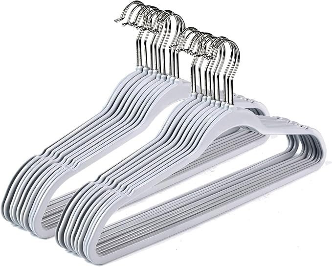 Quality Hangers Clothes 200 Pack - Non-Velvet Plastic for -Heavy Duty Coat Hanger Set -Space-Saving Closet with Chrome Swivel Hook, Functional Non-Flocked Hangers, Black, 17.5'' (PL020/ctn)