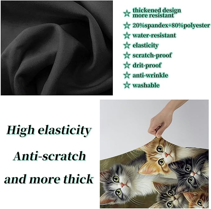 Luggage Cover + Tag, Cats Family Travel Suitcase Protector for 29-30 inch Luggage (XL) with Concealed Zipper, Washable Elastic Cloth, Dustproof, Anti-Scratch