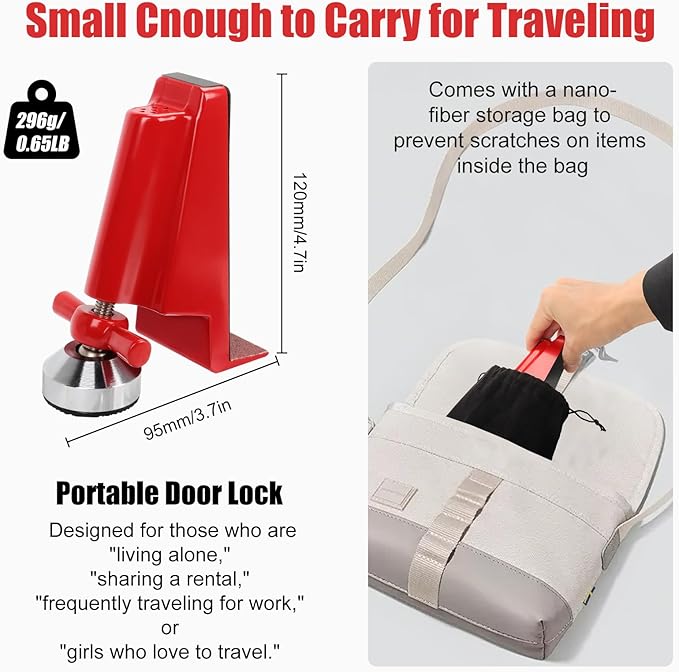Door Stoppers Security,Portable Door Lock Brace for Home Security and Personal Protection,Apartment Hotel Door Lock,Security Jammer Stopper for Women,Personal Protection (no Alarm)