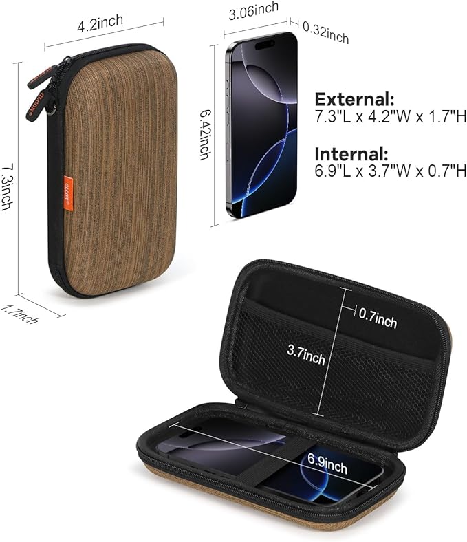 Vertical-Stripe Hard Drive Case for Western Digital WD Elements My Passport/Samsung T9 Portable/Seagate Portable 1TB 2TB 4TB - Shockproof External Hard Drive Travel Carrying Case