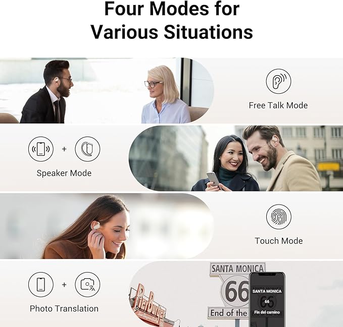 M9 Language Translator Earbuds Open-Ear Headphones Support 144 Languages & Accents Translation Earbuds Real Time Translator Device, Snug Fit, Ergonomic Ear Hooks Beige (Without Offline Package)