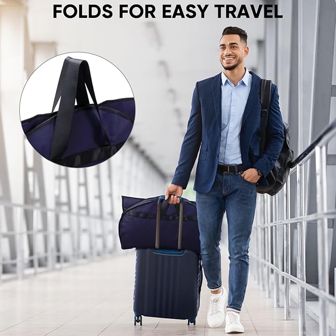 BALEINE 2PK Heavy Duty Garment Bag with Shoe Storage Travel Bag for Dresses, Suit, Coats Travel Essential (43", Blue)