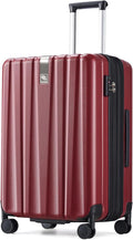 Hanke 24 Inch Expandable Checked Luggage Lightweight PC Hard Case Luggage Suitcases with Wheels TSA Luggage Rolling Large Suitcase Travel Luggage Bag for Go to University(Burgundy)