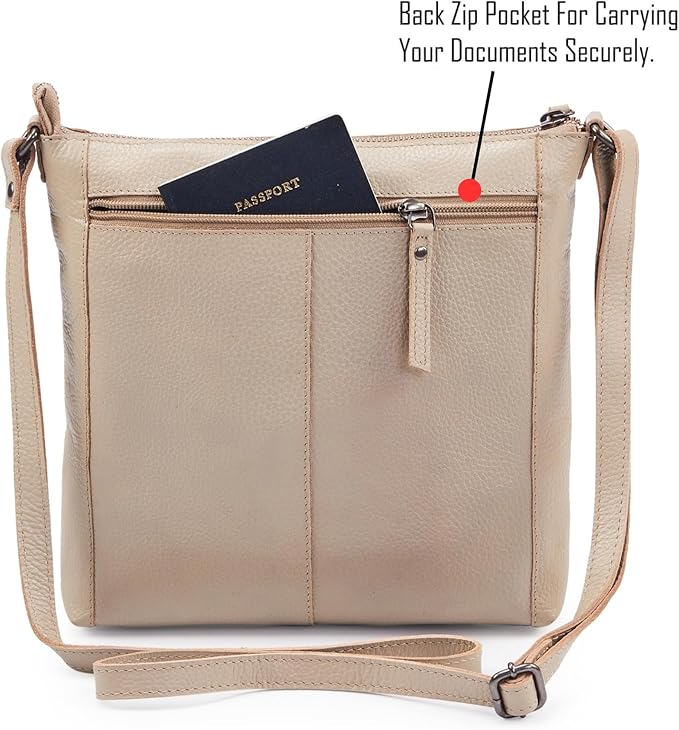 Small Soft Genuine Leather Crossbody Purse Women’s Sling Crossover Shoulder Travel Handbag with Triple Zipper