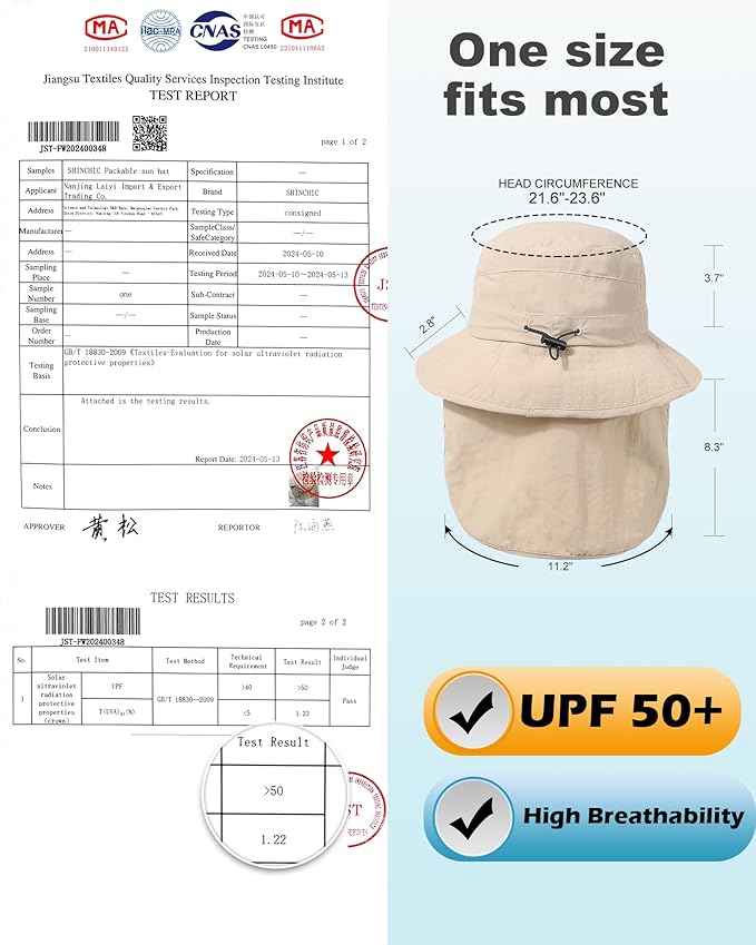 Water-Resistant Sun UPF 50+ Bucket Hat Protection Packable Brimmed Boonie for Women Men Summer Lightweight Hiking Outdoor Cap