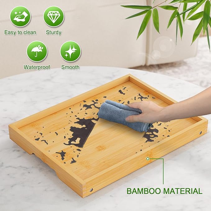 Bed Tray Table with Folding Legs,Bamboo Breakfast in Bed for Kitchen Serving Tray,Sofa,Eating,Used As Laptop Desk Snack Tray 2 Pack (Bamboo)