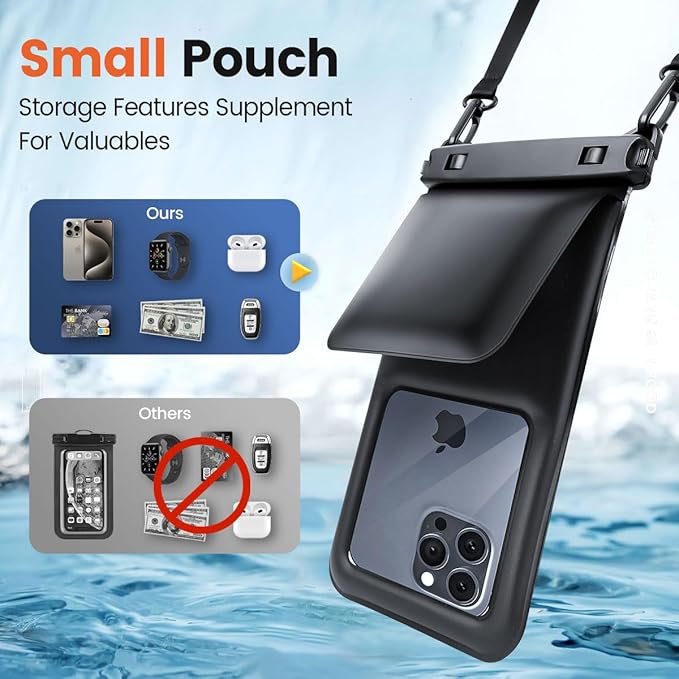 Floating Waterproof Phone Pouch - 2 Pack IPX8 Waterproof Phone Bag with Double Space, Waterproof Phone Case with Lanyard for iPhone 16 15 14 13 Pro Max Galaxy S24+ S23, Beach Cruise Ship Essentials