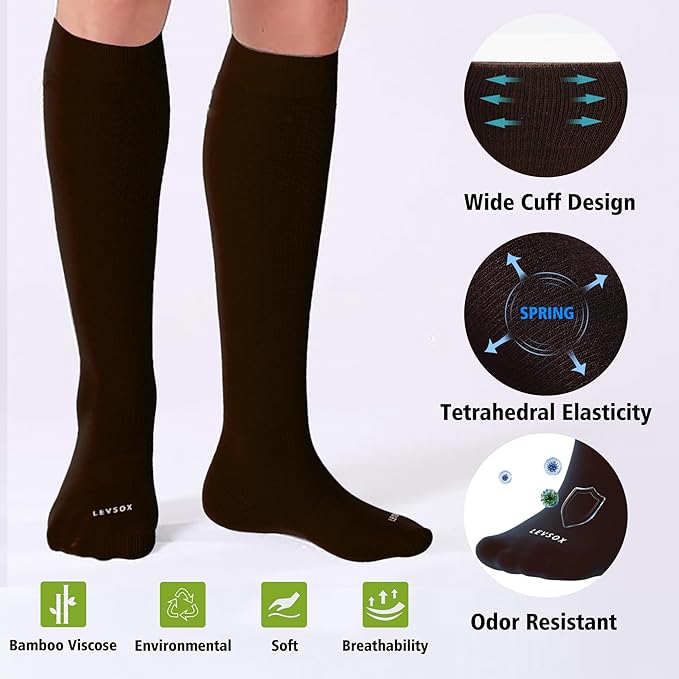 LEVSOX Compression Socks for Pregnant Women 20-30 mmHg Knee High Cute Funny Mens Supports Socks for Nurses, Medical, Travel