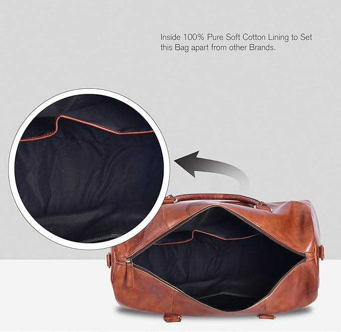 Genuine Leather Duffle Bag for Men | Vintage Weekender Travel Bag | Overnight Carry-On Luggage | Handmade Leather Gym Bag for Men