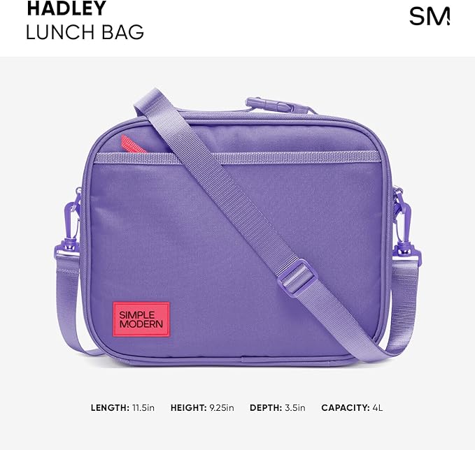 Simple Modern Hadley with Shoulder Strap | Lunch Box for Kids, Teens, and Adults | Insulated Bag for Girls, Boys, Women, Men | Meal Containers with Exterior and Interior Pockets | Midnight Black