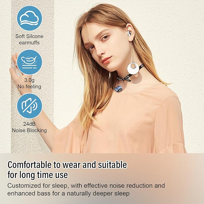 Sleep Earbuds Bluetooth 5.4 in Ear Light-Weight Headphones, Mini Sleep Headphones Small Design for Side Sleepers, 47H Playtime with Charging Case, Clear Calls Earphones, Cream White