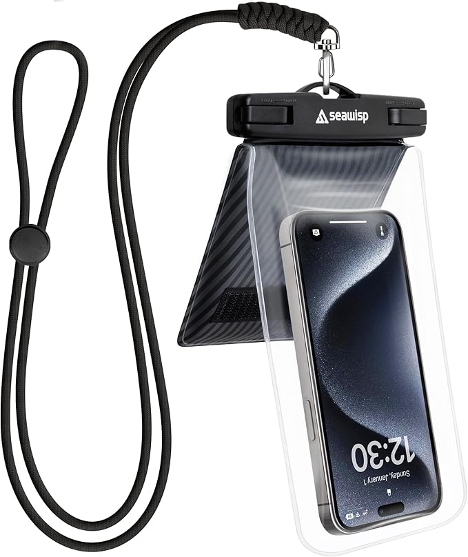 Universal Waterproof Phone Pouch [Double Space] IPX8 Dry Bag with Lanyard for iPhone 16 15 14 13 12 Pro Max XS XR X Galaxy S25 S24 S23 Ultra, Fit All Phones Up to 8'', Black