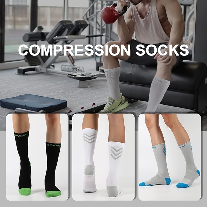 DOVAVA Dri-tech Compression Crew Socks (4/6 Pairs), Comfort Boost Circulation