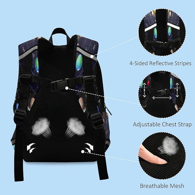 Solar System Planet Toddler Backpack Boys Girls Kids Preschool Bookbag School Children Bag with Leash Travel Casual Daypack Kindergarten Elementary Schoolbag for Nursery Junior Primary Students