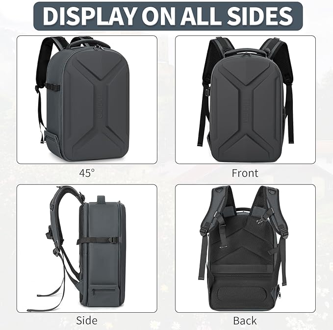 TORIBIO Camera Backpack, Hardshell DSLR Photography Camera Bag, Waterproof Hard Shell Camera Case with Tripod Holder & 15.6" Laptop Compartment Compatible with Canon/Nikon/Sony/DJI Mavic Drone