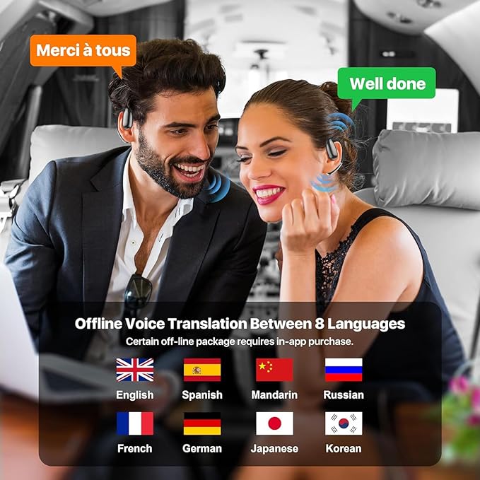 AI Translation Earbuds Real Time 144 Language - Bluetooth Translator Headphones with APP, Offline Mode Translator Device for Travel Business Conference Learning,Wireless Earbuds with Charging Case