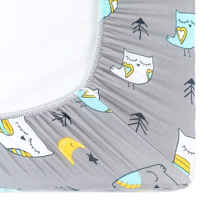 Stretchy Changing Pad Covers BROLEX Changing Table Cover for Baby Boys Girls,2 Pack Jersey Knit,Owl & Bear