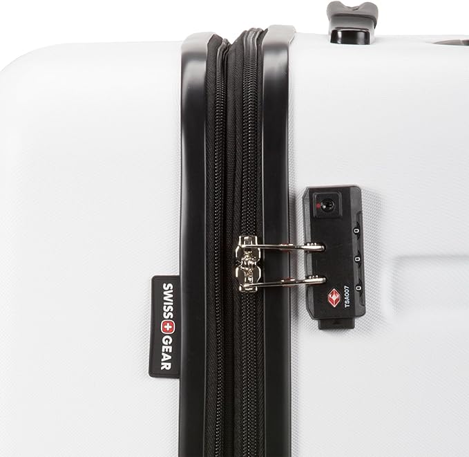 SwissGear 7366 Hardside Expandable Luggage with Spinner Wheels, White, Checked-Medium 23-Inch