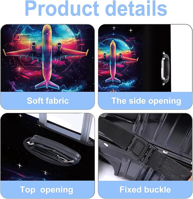 Luggage Cover Washable Suitcase Protector Anti-scratch Suitcase cover Fits 20-34 Inch Luggage (Aircraft, L(28-30inch suitcase))