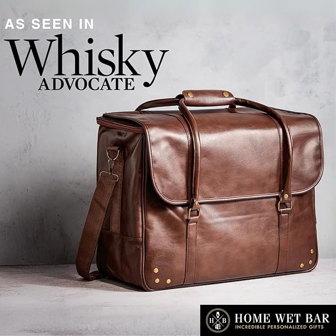 Graham Whiskey Bottle Carrier and Weekender Travel Bag | Customizable Waterproof and Insulated Interior | Vegan Leather | Perfect for Tastings, Parties & Getaway