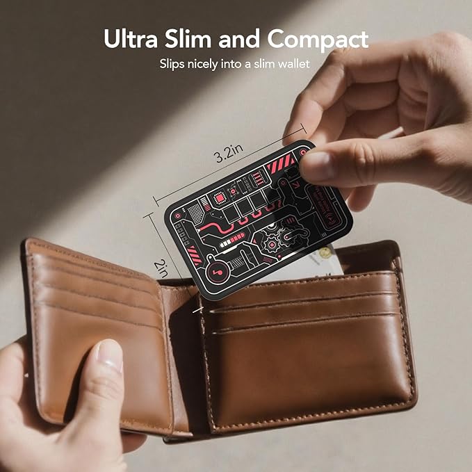 MFish Wallet Tracker Card, GPS Bluetooth Tracker, Air-Tag Works with Apple Find My (iOS Only), Solar-Powered Smart Card Wallet Finder, Item Locator for Backpack, Luggage Tags, Passports, Keys