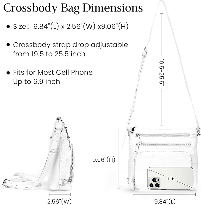 befen Genuine Leather Crossbody Bags for Women, Lightweight Medium Anti-Theft Shoulder Purse with Built in RFID Wallet