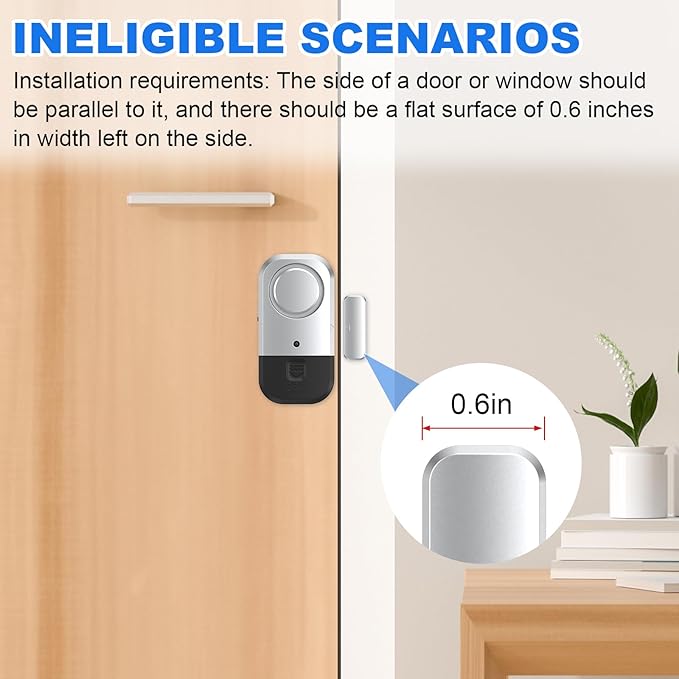 Door Window Alarm Sensors - Door Alarms for Kids Safety, Door Alarms for Home Security, for Home, Office, Store, Garage, Dorm Room, Apartment, RV, Silver Gray, 6 Pack