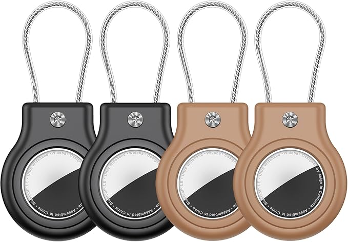 Waterproof Airtag Holder,4 Pack Airtag Case with Secure Lock,Airtags Keychain for Apple Air tag,Anti-Lost Protective Case Air tags Accessories for GPS Tracker Luggage,Key,Pet-Black/Black/Brown/Brown