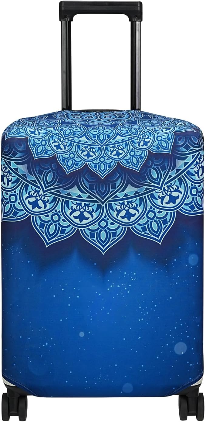 Explore Land Travel Luggage Cover Suitcase Protector Fits 23-26 Inch Case (Blue Violets, M)