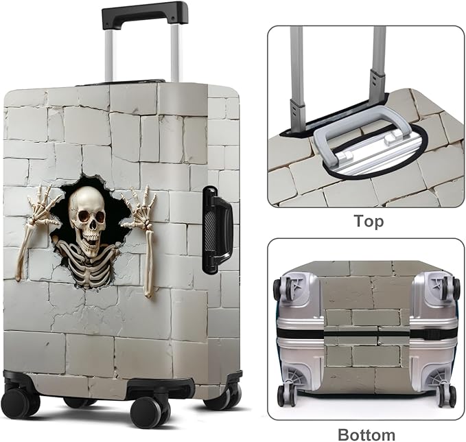 Luggage Cover Washable Suitcase Protector Anti-Scratch,Stretchable Fit for 20-34Inch Luggage Durable Travel Bag Cover with Zipper Closure (Skull, S(fits 20-22inch suitcase))