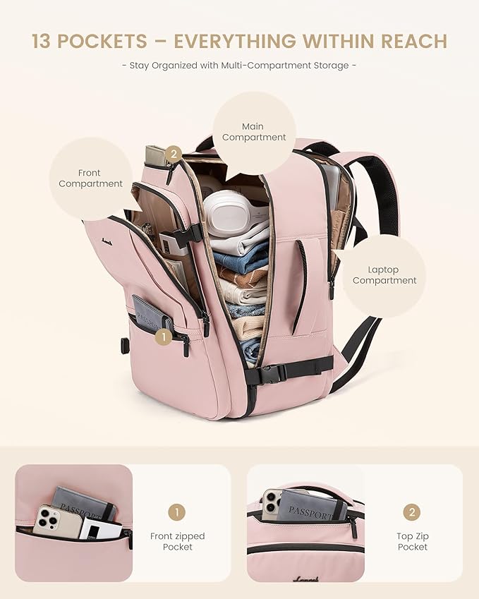 LOVEVOOK Travel Backpack for Women & Men, 60L Large Carry On Backpack Airline Approved, TSA Personal Item Weekender Bag, Water Resistant Laptop Backpacks with 3 Packing Cubes for Travel Essentials