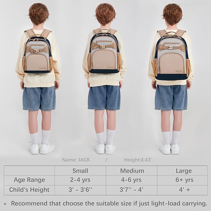 Lightweight Kids Backpack for School Kindergarten Elementary Backpacks for Boys Ages 6-8-10 (Brown Gray)