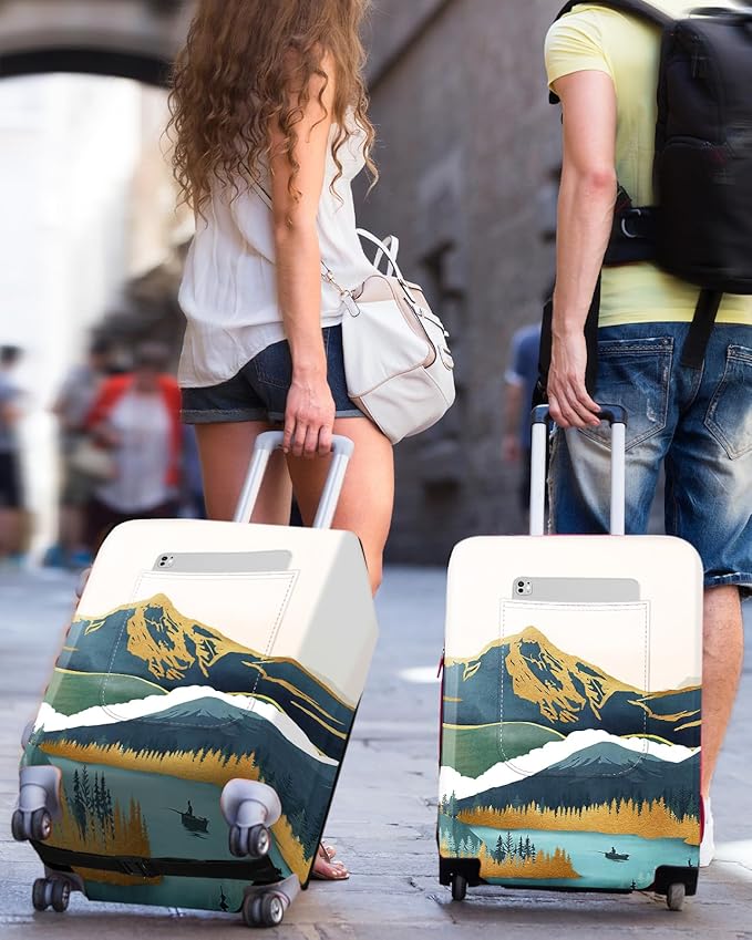 Slohif Luggage Cover for Suitcase Tsa Approved Protector - Luggage Sleeve Large Suit Case Cover Travel Stretch Baggage Case Protective Washable Fit 31-32 Inch Mountain XL