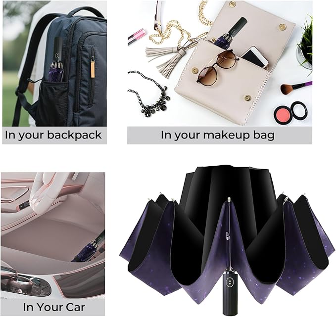 LLanxiry Compact Travel Umbrella, Mini Windproof Umbrellas for Rain & Sun, Small Lightweight Outdoor UV Umbrella, Portable Folding Umbrellas for Travel