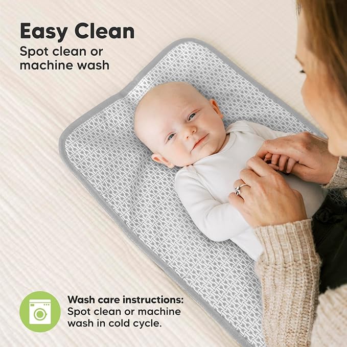 KeaBabies Portable Diaper Changing Pad, Easy Wipe Clean - Foldable Waterproof Baby Changing Mat for Diaper Bag, Compact, Lightweight, 25x13 Baby Changer Travel Essential, Machine Washable (Gray Mod)